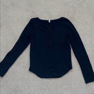 Free People Lace Up Long Sleeve Layering Top